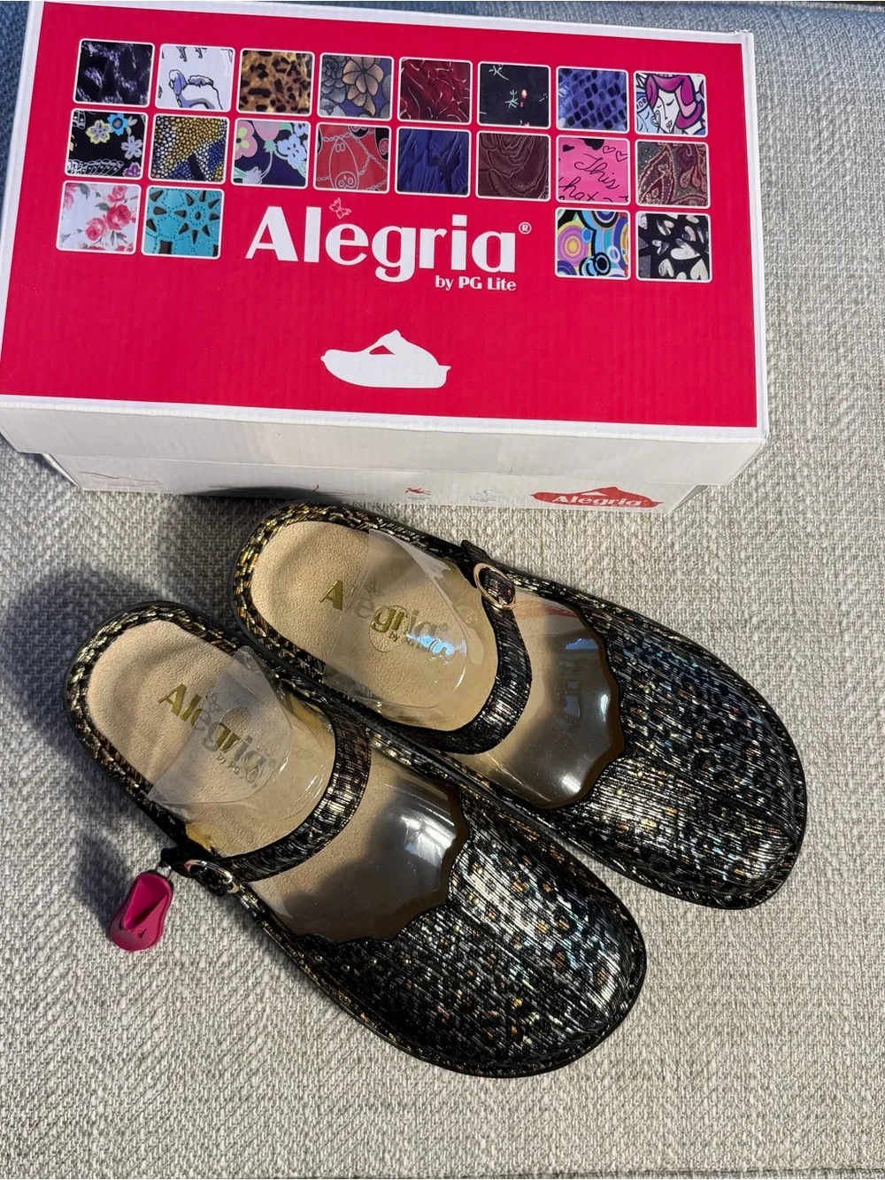 Alegria Tuscany size 9 Wide uS 9W EU 39W Size Leopard Print New In Box Shimmer